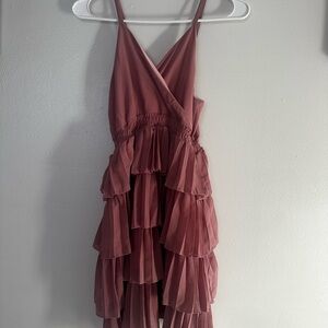 SHEIN Dusty Pink Layered Mini Dress